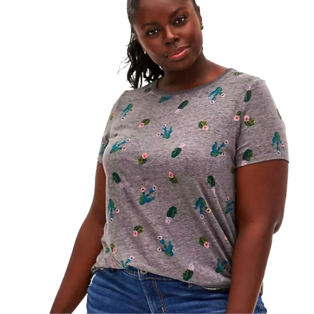 Torrid vintage burnout grey cactus tshirt classic fit plus size 3X